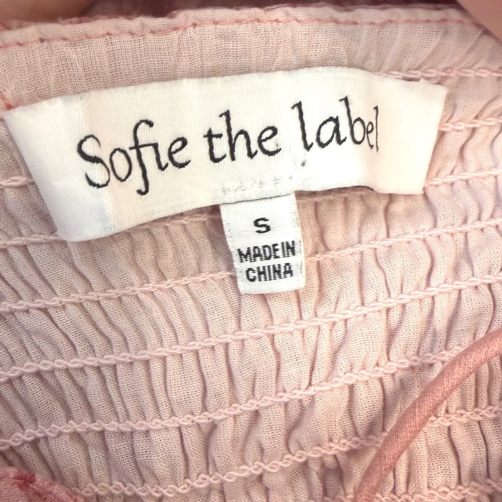 Sofie the Label Pink Floral Puff Sleeve Midi Dress Smocked Cottagecore Fairy S - Picture 5 of 8